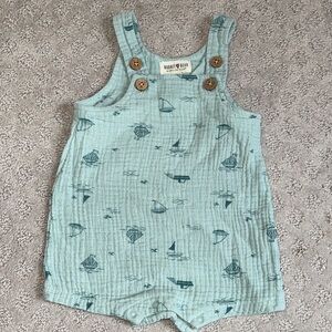 Rabbit + Bear 6-9M Teal Sailboat Romper